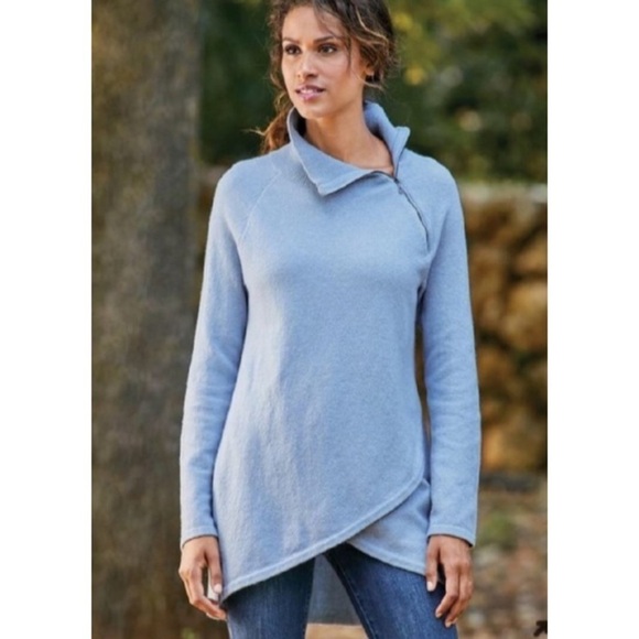 Soft Surroundings Kalie Sweater Tunic Light Blue Wool Blend Size Small - Picture 1 of 7